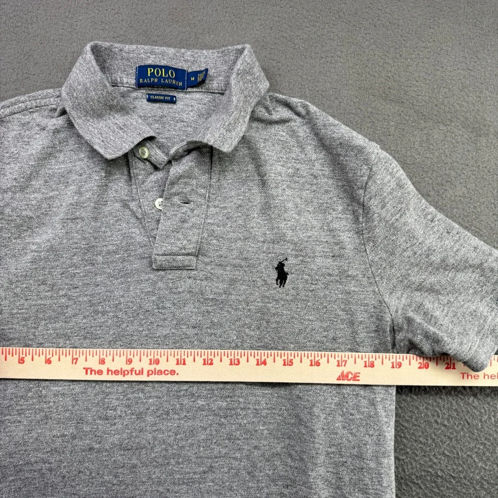 Polo Ralph‎ Lauren Polo Men M Gray Classic Fit Short Sleeve Pony Logo Essential